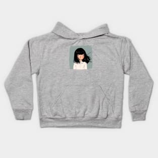 Girl with Bangs Kids Hoodie